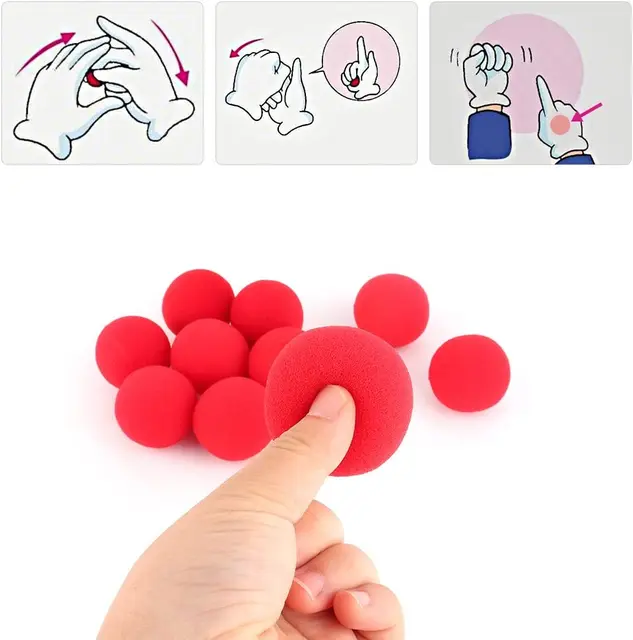 10pcs Red Sponge Ball Magic Sponge Ball Magic Props Comedy Trick Finger Sponge Play Ball Gift for Kid Halloween Party Masquerade 4