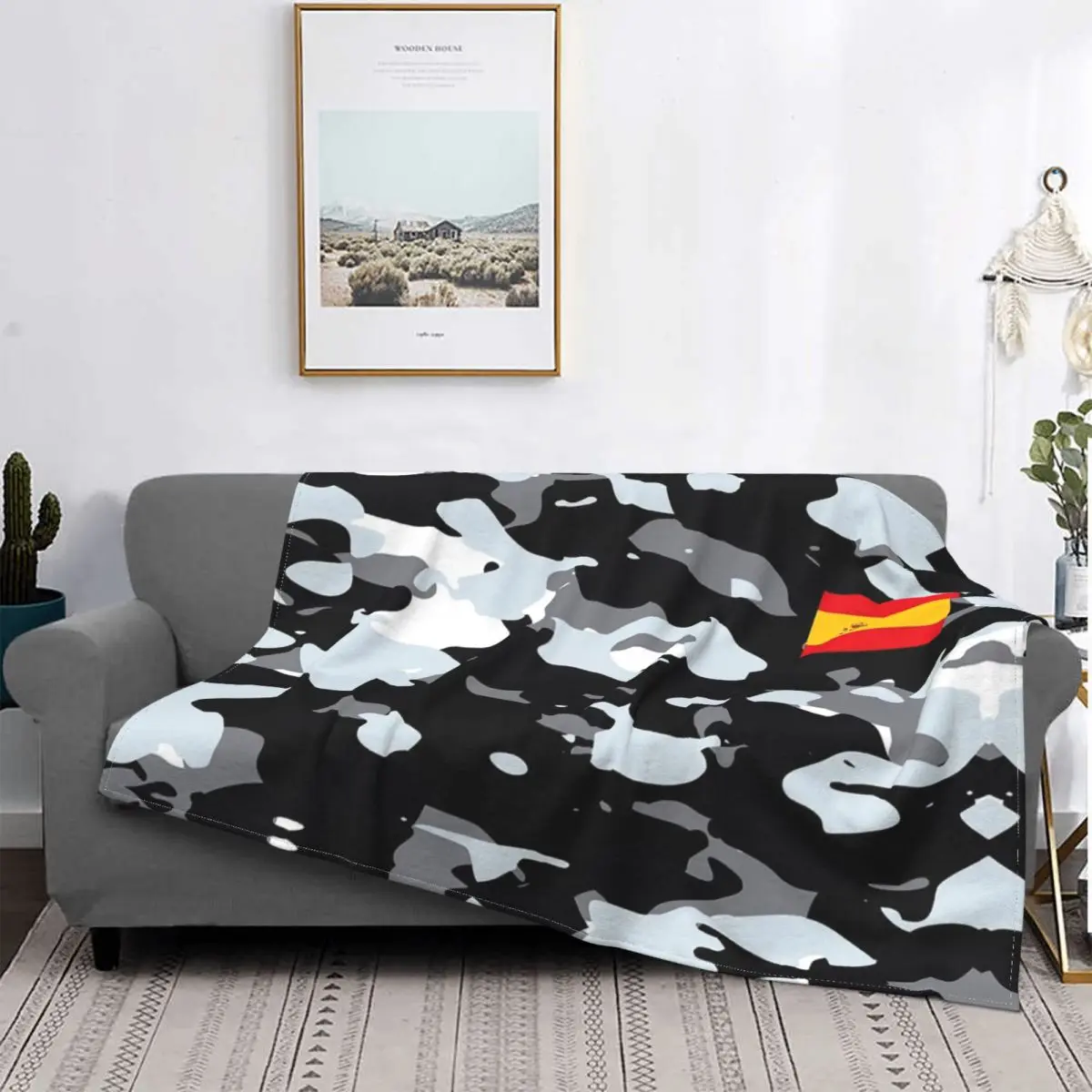 Urban Camouflage Military Style Blankets Spanish Spain Flag Wool Awesome Soft Throw Blanket For