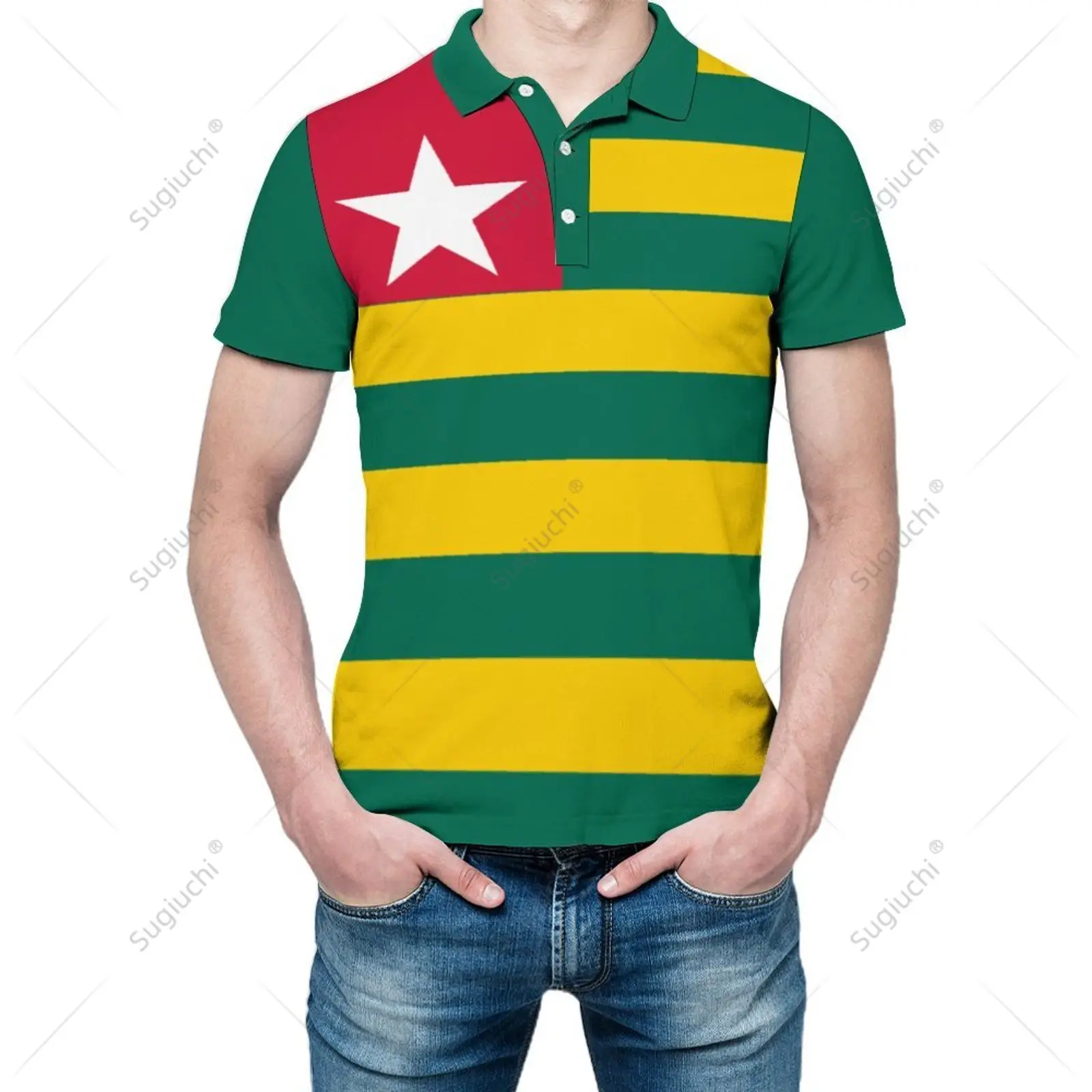 Polo Unisex Bandiera Togo Stampa 3D Uomo Polo Abbigliamento Moda Tute Maniche Corte