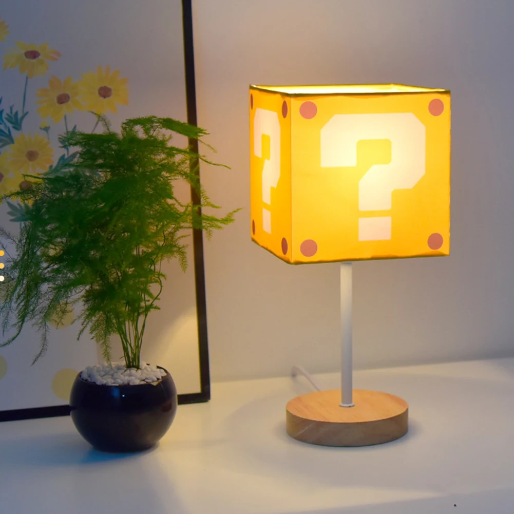 

Question Block Bedside Table Lamp LED Eye Protection Lamp USB Rechargeable Dimmable Warm Light for Bedroom Living Room