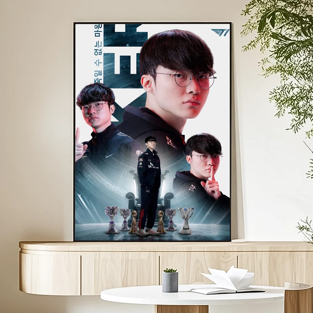 F-Faker LOLS SKT T1 2024 cartel de cinco campeones arte HD pared