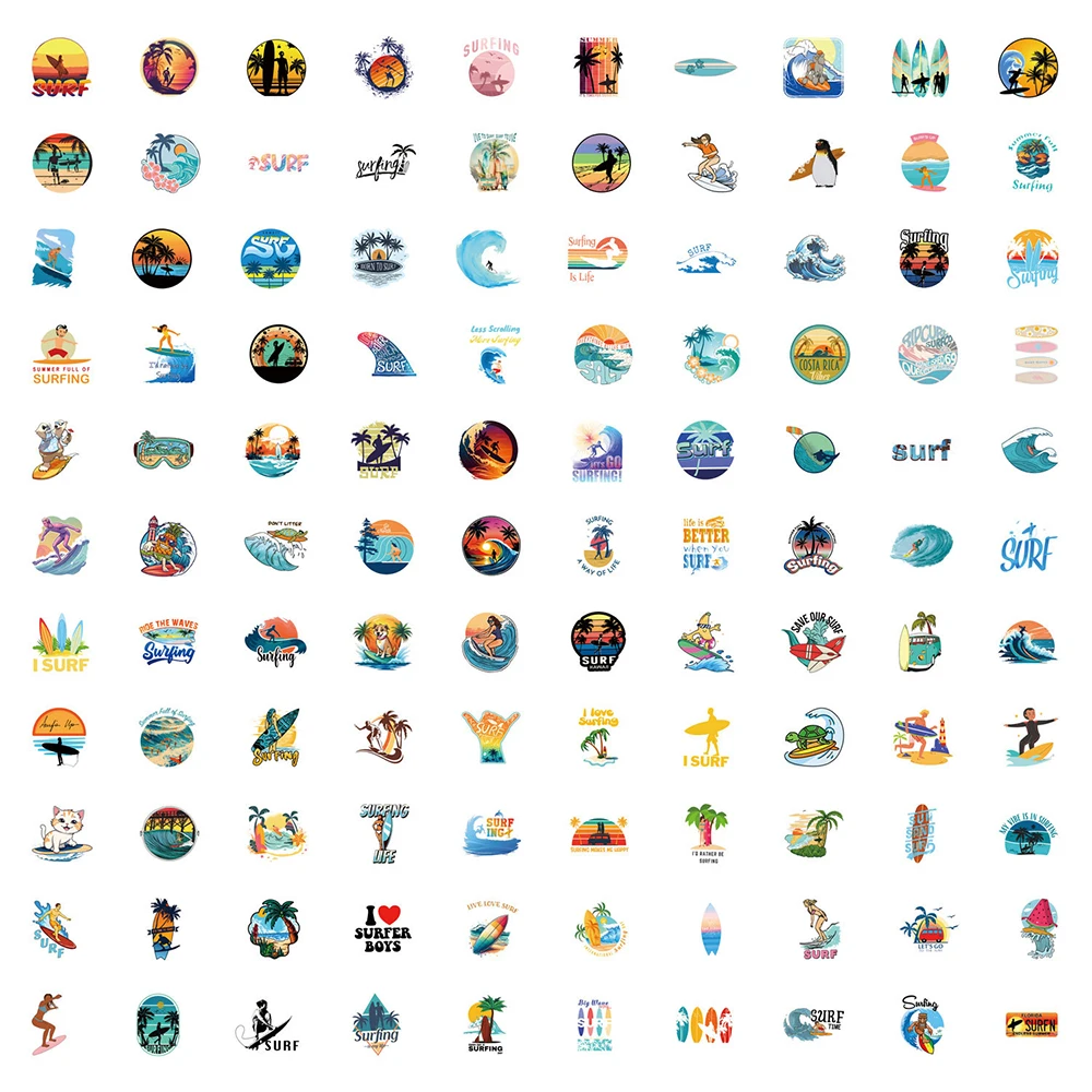 10/30/50/100PCS Cool Summe SURF Graffiti Sticker Decoration DIY Skateboard Laptop Car Phone Surfboard Luggage Waterproof cartoon stickers decorative stickers graffiti stickers