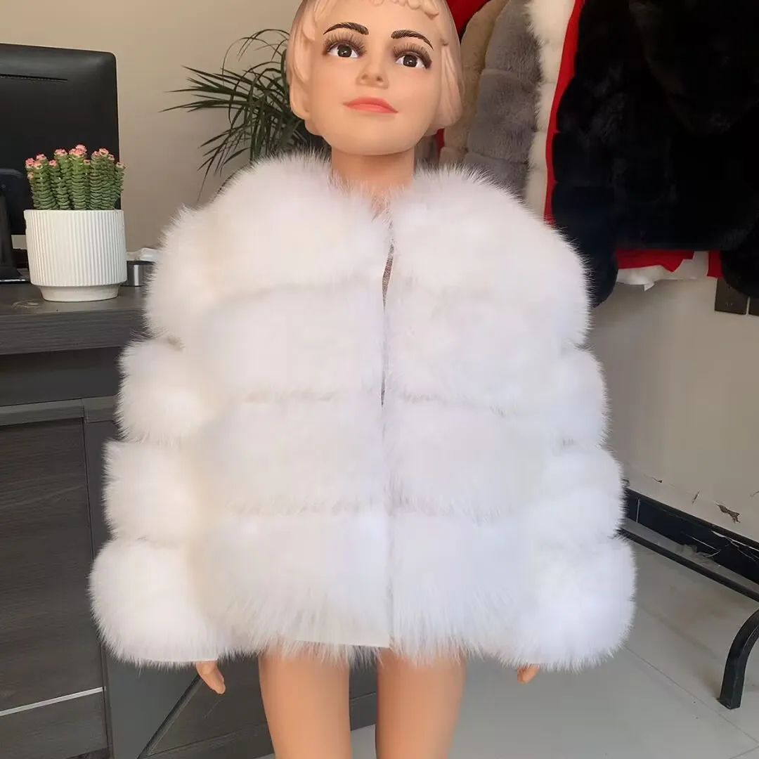 Children's fur jacket real fox fur childs fur jacket
