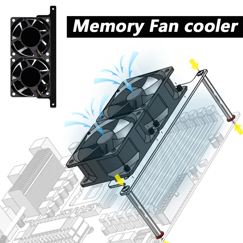 Suporte de Dissipação de Calor de Memória Ddr4ddr5 Cobertura Completa Suporte de Refrigeração Ram Fan Cooler Rack Acessórios pc