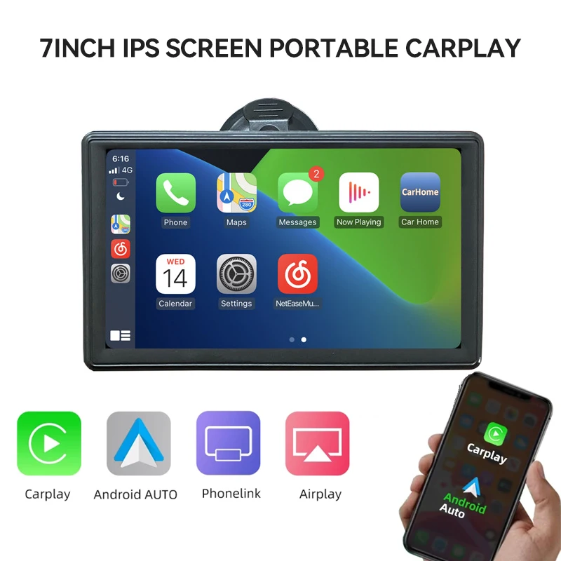 

7 Inch Touch Screen Car Portable Wireless Apple CarPlay Tablet Android Radio Multimedia Bluetooth Navigation HD1080 Stereo Linux