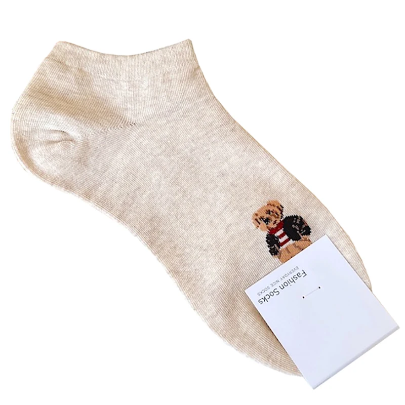 Elegant Lady Bear Cartoon Women's Cute Cotton Socks - Harajuku Style Novelty Breathable Christmas Gift