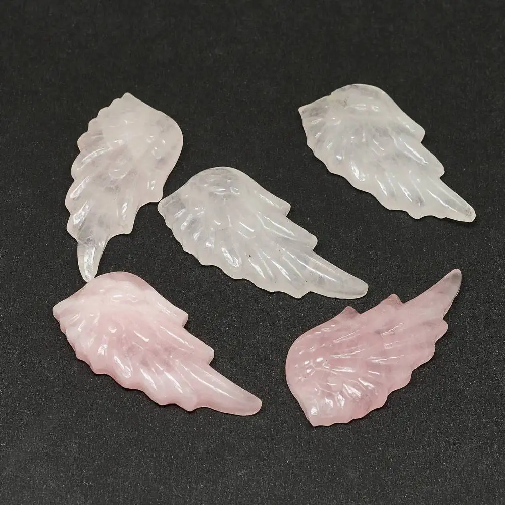 

Бусины Из Натурального Розового кварца с полуперьями, 5 шт.