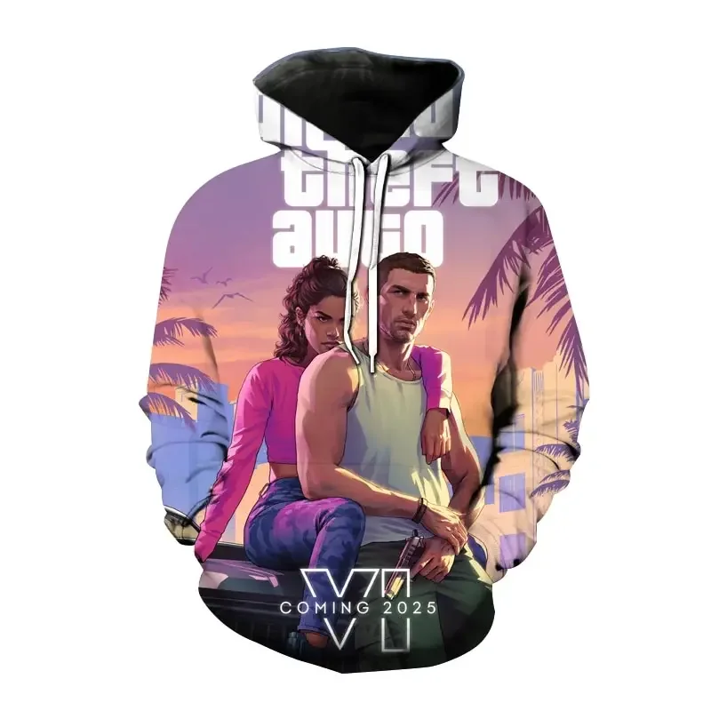 thumbnail image 1 of 2024 Nueva sudadera con capucha del juego Grand Theft Auto VI para hombre con estampado 3D, informal, para niños, sudadera extragrande estilo Harajuku Street Y2k, 1 of 5