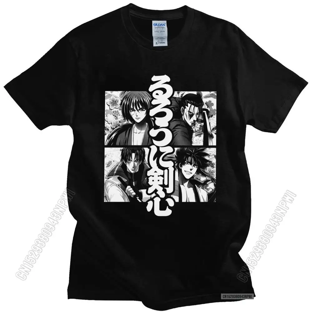 Anime Manga Rurouni Kenshin T Shirt Per Uomo Cotone Himura Kenshin Meiji Spadaccino Samurai X Tee Top Girocollo T-Shirt Merch