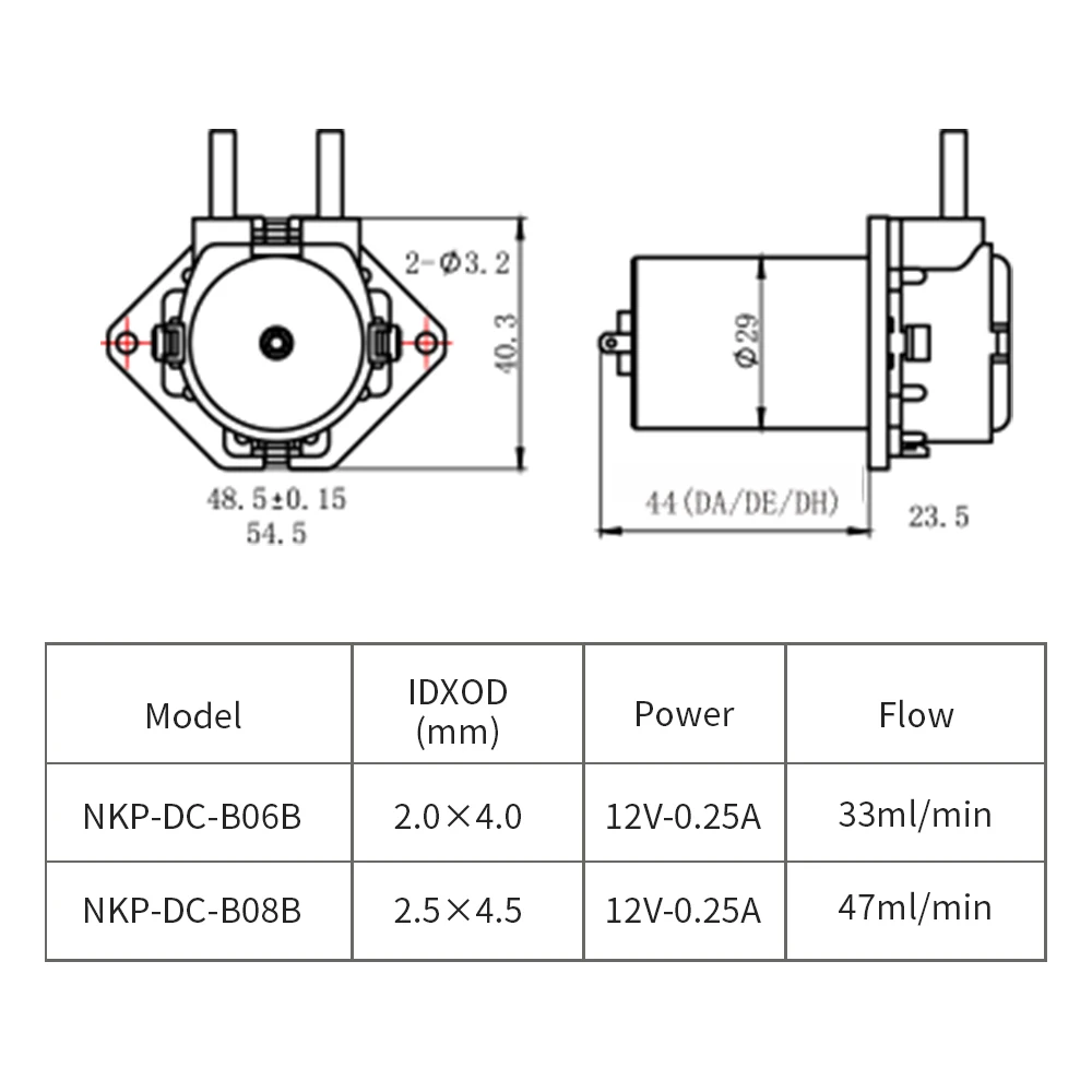 Kamoer NKP 저유량 연동 펌프, 전원 공급 장치 포함, 12V DC 모터 도징 펌프, 5.2  90 ml/min, 3 로터, 블루 컬러, 47 ml/min
