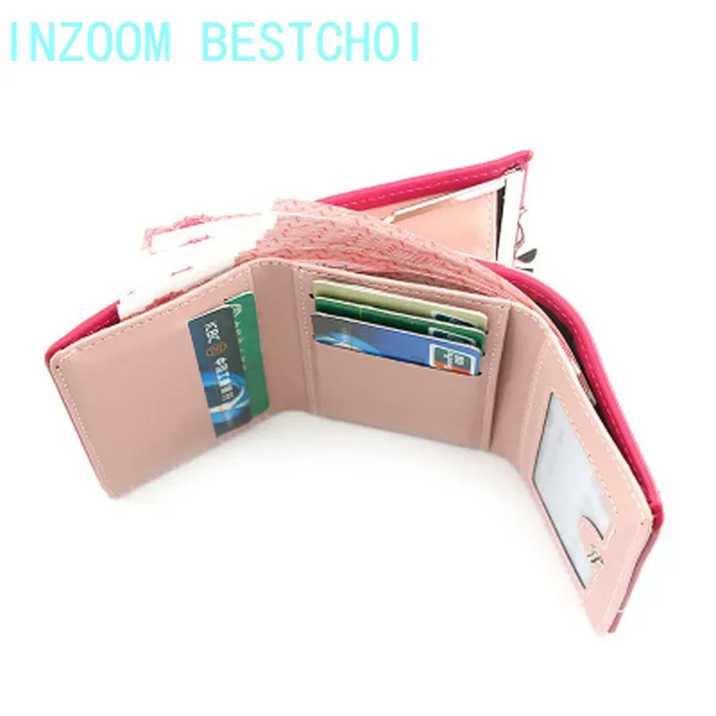 Cartoon Wallet Women Short Cute Small Wallets Student Triple Fold Card Holder Coin Purse Ladies Wallets 3