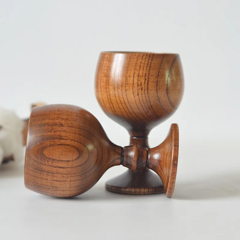 Glass Cup Natural Wooden Goblet Handmade Environmental Red Wine Glasses Round Coffee Milk Water Cup Home Kitchen Bar Drinkware Supply glass cup