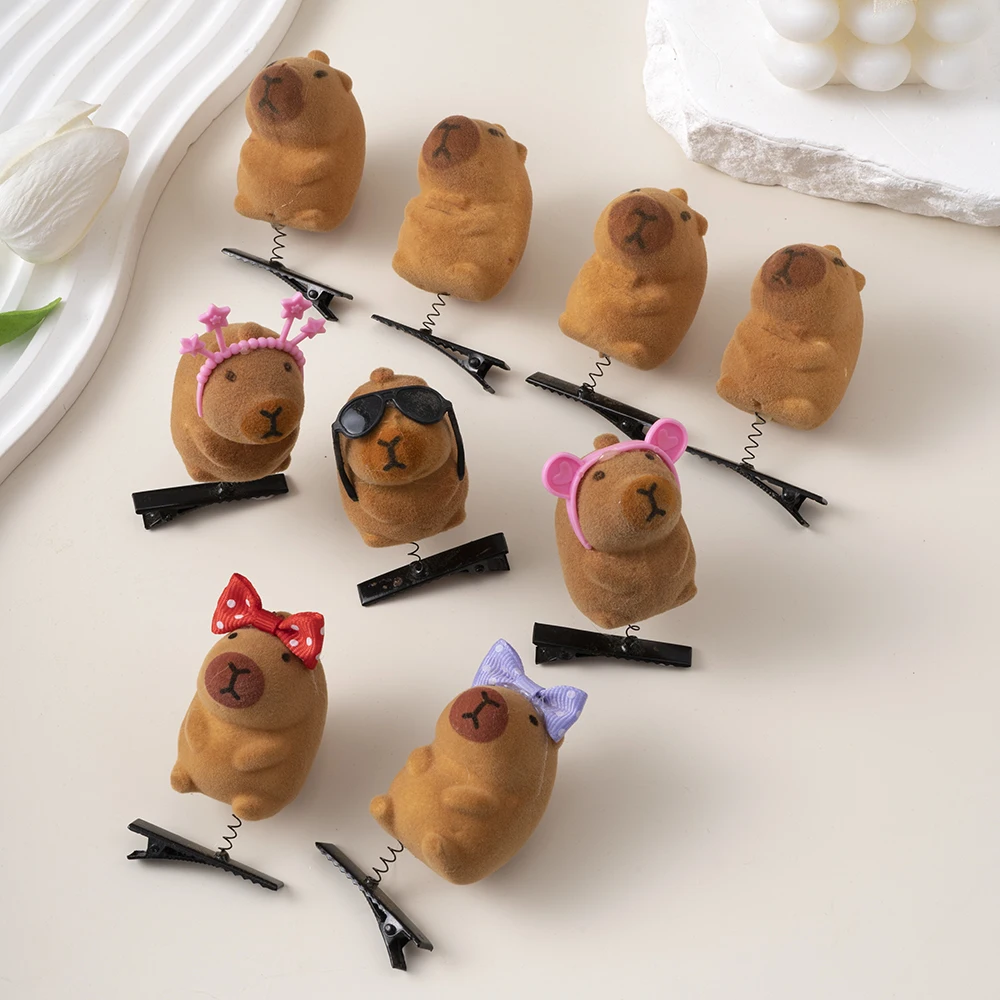 10 teile/satz Cartoon Nette Kapibala Haar Clips Greifen Haarnadeln Plüsch Barrettes Mode Schöne Capybara Haar Zubehör Kopfbedeckungen Geschenke – Detail 2