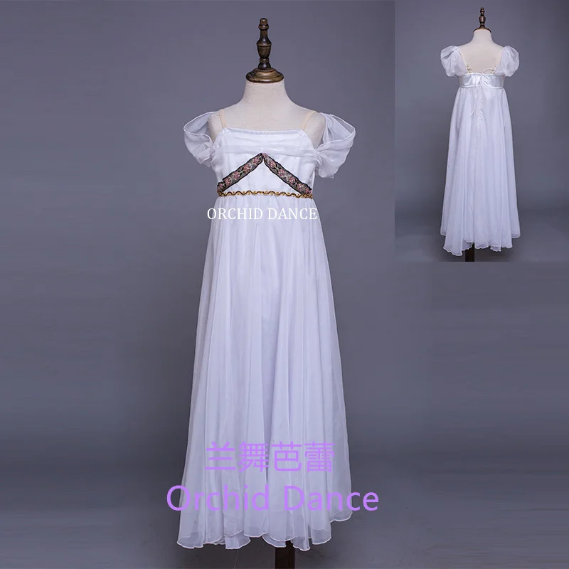 

Breathable Adult Girls Dying Stage Wear Lyrical Contemporary White Ballet Costumes