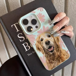 Charming Pink Floral and Golden Retriever Design Phone Case - iPhone SE (2020) (Light green)
