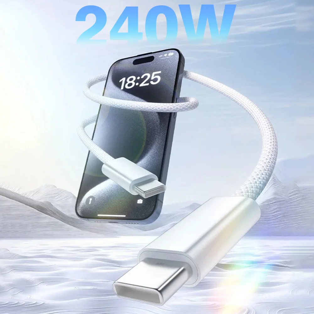 Macbook iPad 데이터 코드를 위한 USB 유형 C 철사 케이블에 PD 240W 매우 빠른 충전 케이블 iPhone 17 16 15 플러스 Promax 유형 C