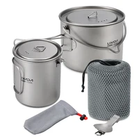 Lixada Titanium Cup Pot Ultralight Portable Cup Hanging Pot with Lid and Foldable Handle Outdoor Camping Hiking Backpacking 1