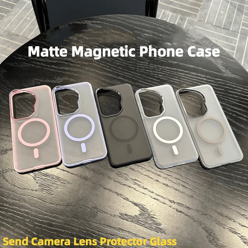 

Magnetic Phone Case For Huawei Pura 70 Pro Matte Frosted Protective Cover+camera Lens Protector Glass For P70 Ultra