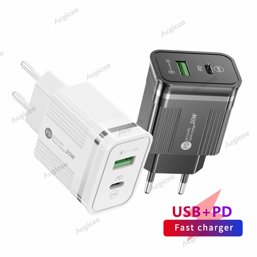 

USB Charger Type C Charger QC 3.0 PD Fast Charging for Samsung iPhone Xiaomi Huawei Universal Adapter 20W Mobile Phone Charger