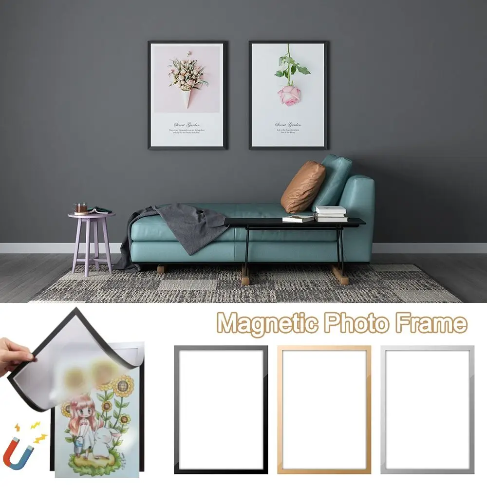 Photo Frame A3 A4 Magnetic Photo Frame Magnetic Display Board Self Adhesive Soft Picture Frames Document Canvas Painting Shop Window Display