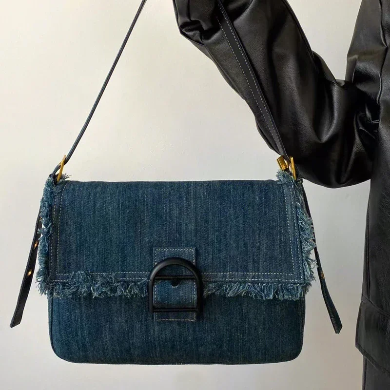 Trend Shoulder Bag High Street Handbags for Women Fashion Casual Denim Vintage Messenger Bag Ladies Handbag Bolso Mujer