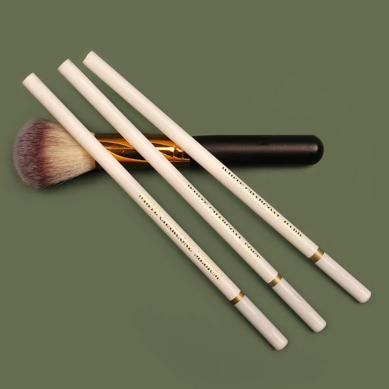 3 Pcs White Sketch Charcoal Pencils Soft/Medium/Hard White Charcoal Wooden Pencils for Artist Drawing Sketching Blending 24BB