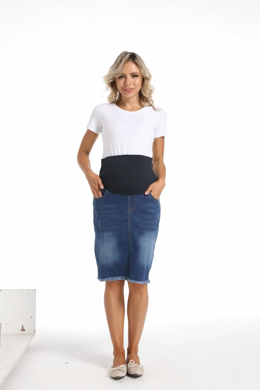 Summer Autumn Jag Denim Maternity Skirts Premama Fashion Elastic High Waist Stretch Jean Skirt Casual Pregnant Women Clothes 2XL