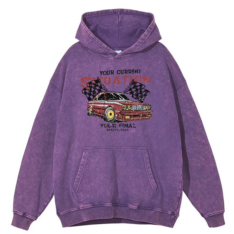 thumbnail image 1 of Sudadera con capucha retro desgastada para hombre, ropa holgada de gran tamaño, informal, con capucha, para otoño, 100 % algodón, 1 of 4