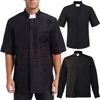 Priest Shirt Uniform for Women Clergy Tab Collar Catholic Church Pastor Costume Short Sleeve Priest Black Shirt Pastor Men Tops