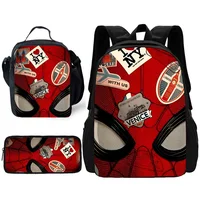 Child School Cool Popular Movie Spiders-man Backpack with Lunch Bags ,Pencil Bags ,School Bags for Boys Girls Best Gift