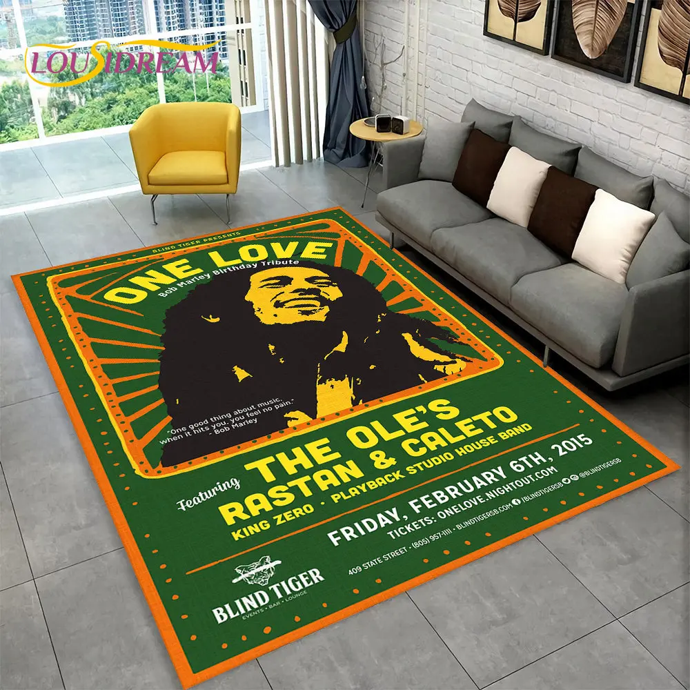 

Bob Marley Reggae Music Maple Leaf Jamaican Area Rug,Carpet Rug for Living Room Bedroom Sofa Doormat Decor,Non-slip Floor Mat