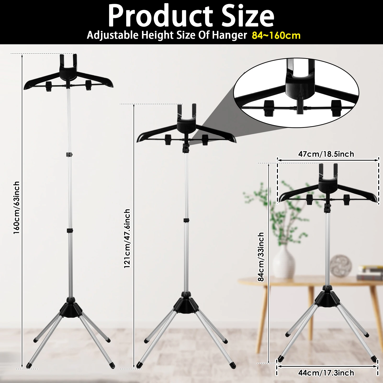 Garment Steamer Rack 84-160cm Adjustable Height Garment Steamer Clothes Rack Rotatable Foldable Standing Garment Hanger for Home