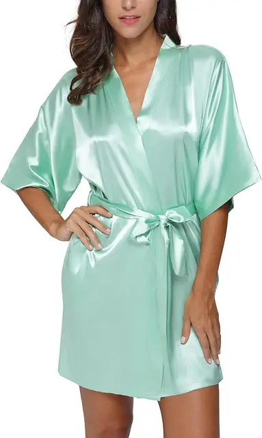 103818-c61ad3.jpg Robe de chambre courte et douce pour femme, en soie, couleur unie, pour mariée, demoiselle d'honneur, tenue de matin, pour fête de mariage, été
