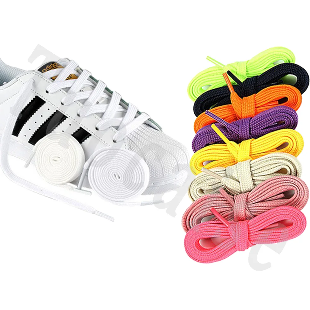 1 Pair 10mm Wide Flat Shoe Laces Shoe Accessories For Sport Shoes Sneakers Runner Colorful Replacement