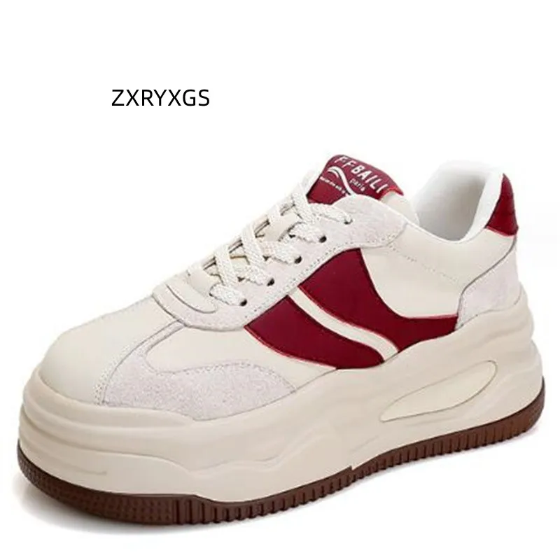 

ZXRYXGS Large Size Spring Women Sneakers Leisure Shoes 2024 New Cowhide Spell Color Splicing Winter Warm Shoes Woman Tide Shoes