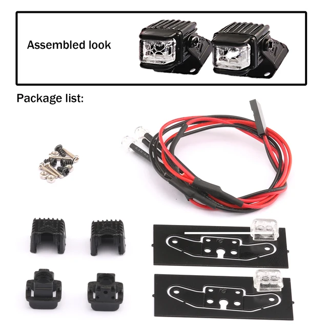 RC Car Light Kits Sidelight with Mount Holder LED Lamp Spotlight Set 1/10 1/12 Truck Rock Crawler Off-road DJ-1060