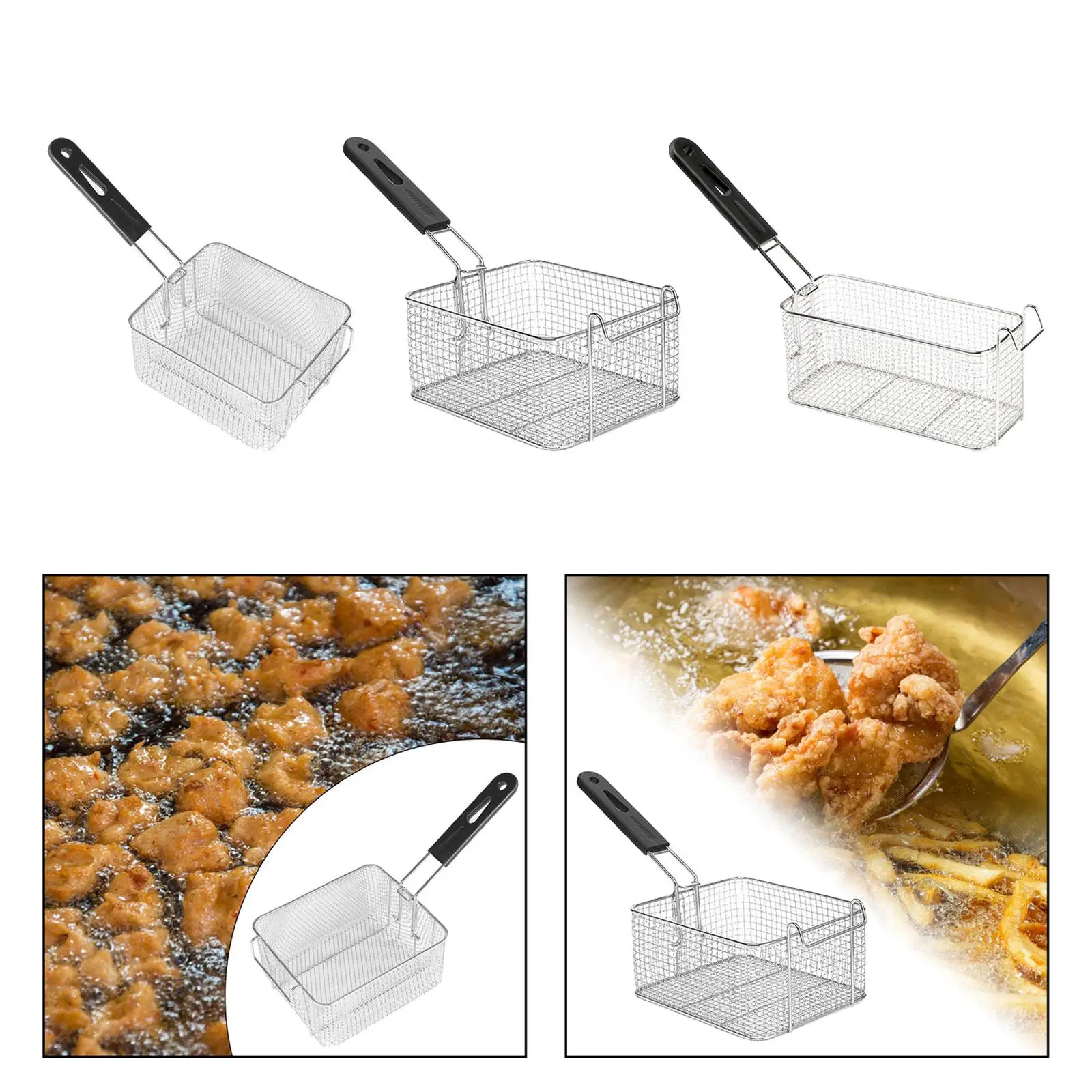 Stainless Steel French Fries Holder for Fryer, Portable French Fry Basket with