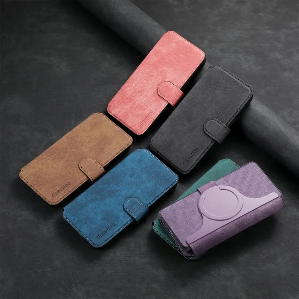 Magsafe Flip Leather Phone Case with Removable Magnetic Wallet and Card Holder