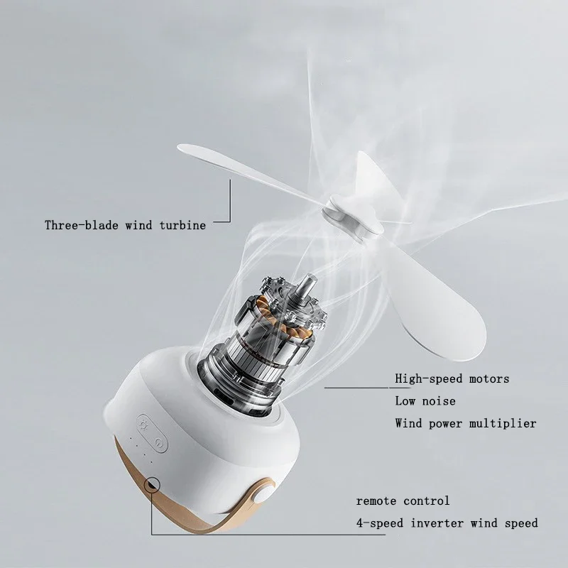 1 wireless bracket ceiling fan remote control with night light function outdoor camping portable wireless ceiling fan USB fan 5