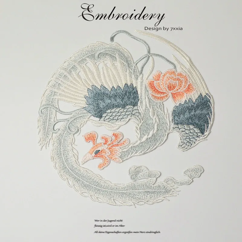 

Водорастворимая Вышивка в китайском стиле с Фениксом, декоративная наклейка для костюма кунг-фу, аксессуары «сделай сам», нашивка-Ципао для...