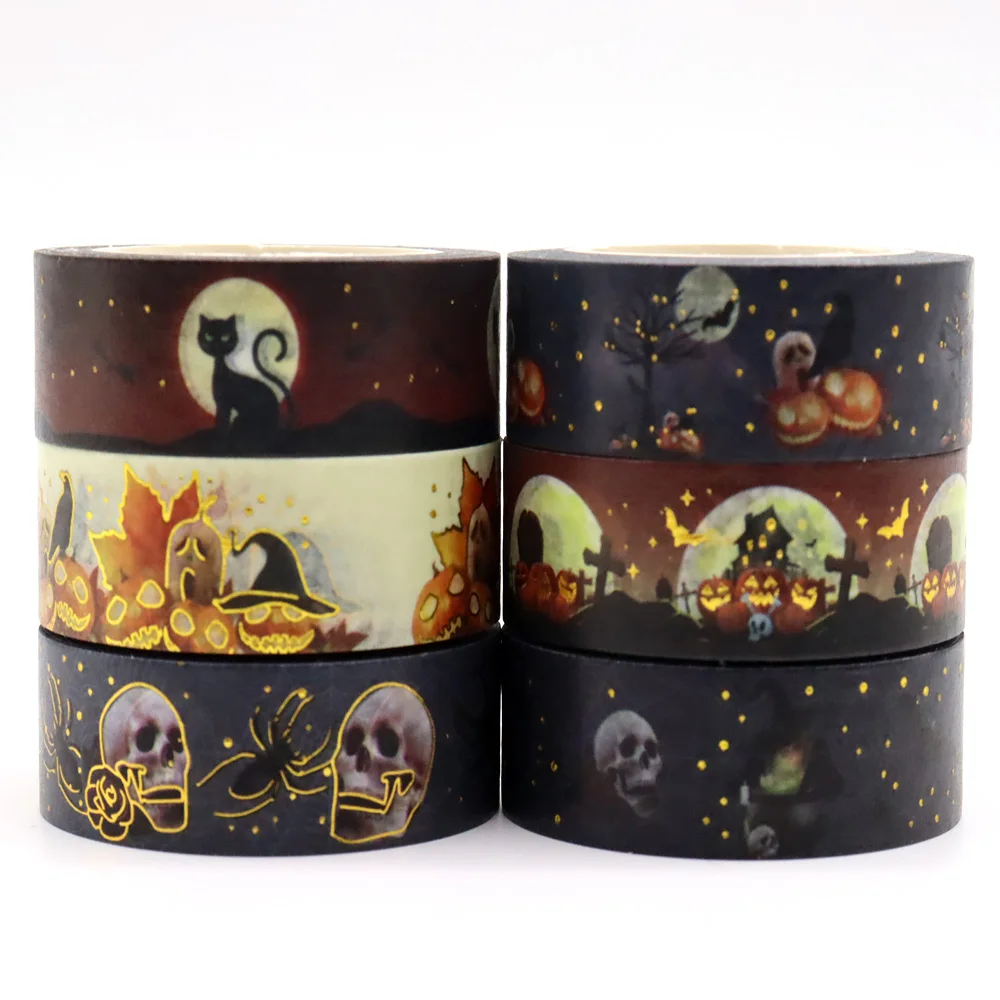 15mm*10m Halloween Pumpkin Birds Cats Spider Hats Decorative Washi Tape Scrapbooking Masking Tape 1PC