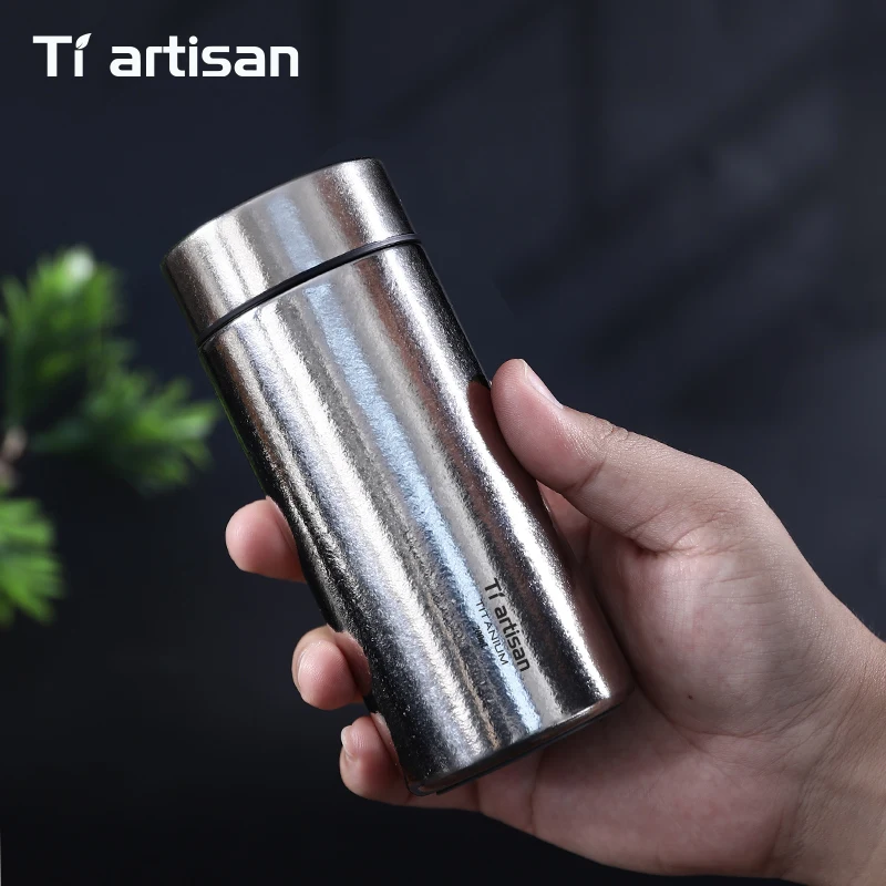 티아티산 200ml 티타늄 이중벽 보온병 야외 캠핑용 보냉 물병 휴대용 포켓 진공 보온병