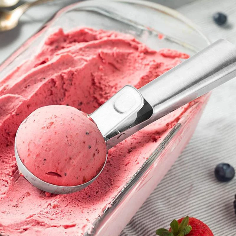 Stainless Steel Ice Cream Spoon Ball Digger Multifunctional Elastic Type Fruit Spoon Watermelon Household Kitchen Tools ice cream scoop ice cream bowl spoon set