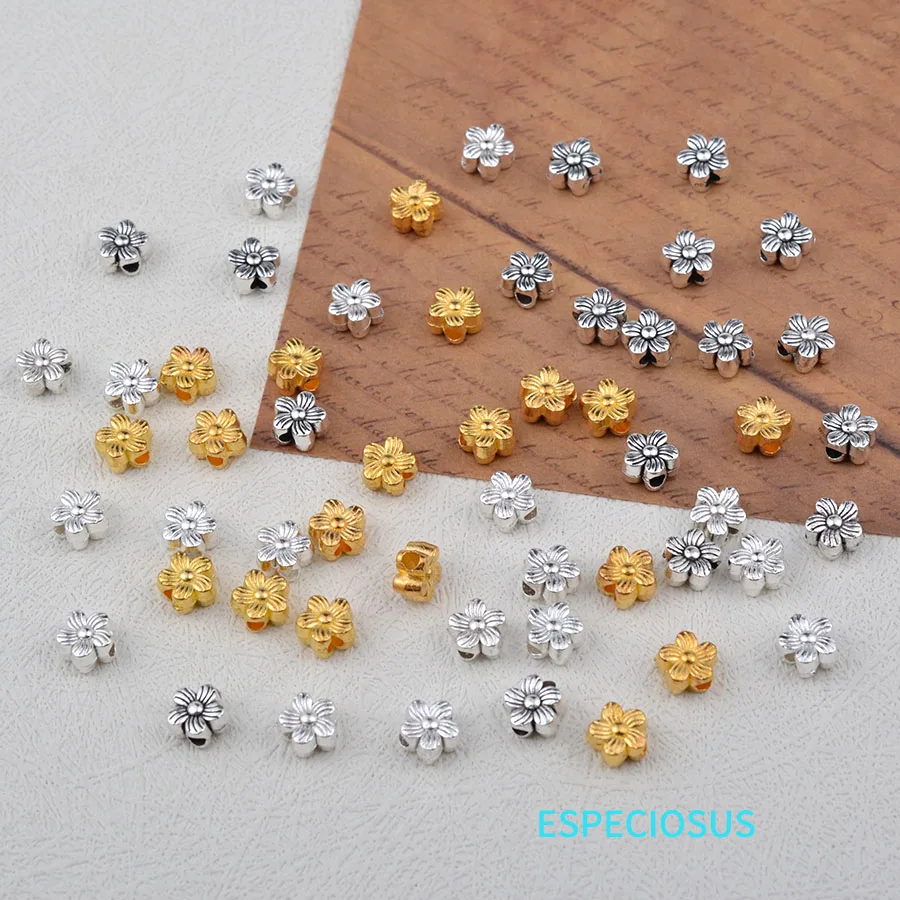 Gold Color Plated Alloy Flower Measy Beads Bracelet Metal Blossom Spacer For Earring Necklace Department DIY Jewelry Accessories