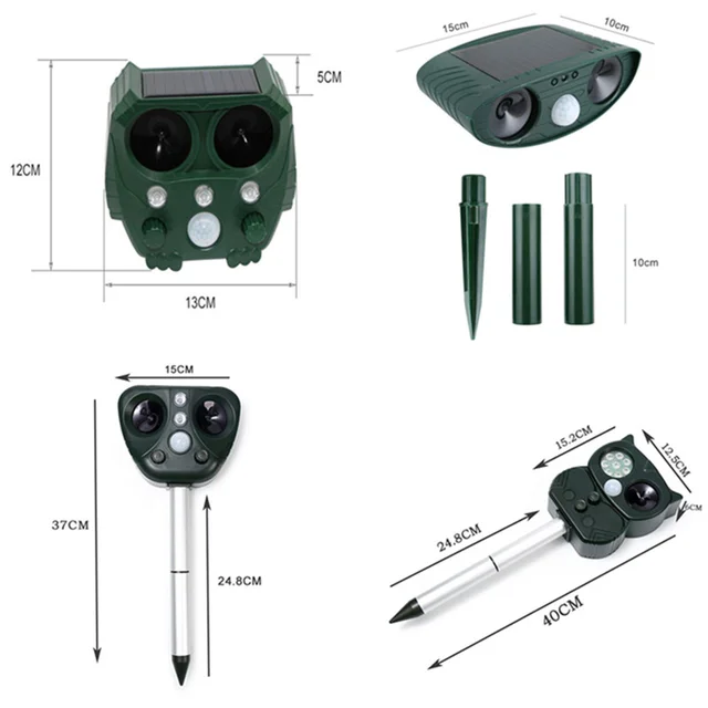 Pest Pestreller Ultrahangos Napenergia -Macska Kutya Visszataszító Vízálló Állati Elrettentő Madárijesztő Kert Kerti Készletek - Image 3