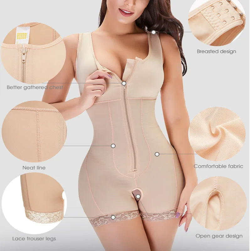 GUUDIA V Neck Spaghetti Strap Bodysuits Compression Body Suits Open Crotch  Shapewear Slimming Body Shaper Smooth Out Bodysuit