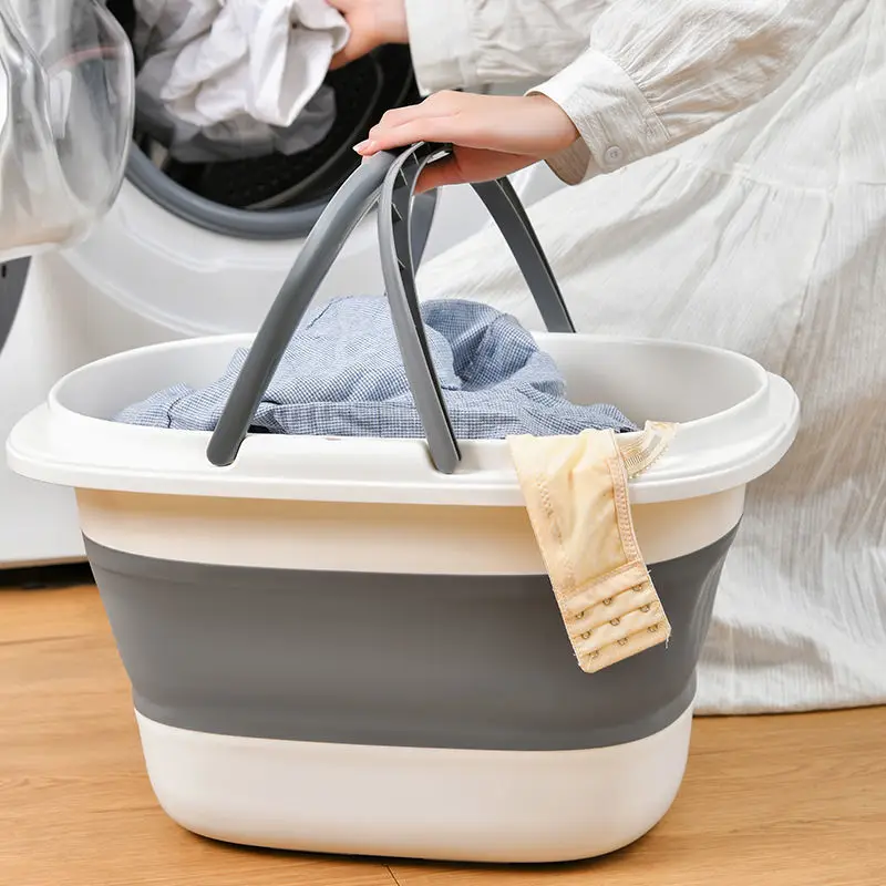 Multifunction Folding Basin 16L Square Laundry Basket Foldable Basin Mop Bucket Portable Washing Bathroom Water Bucket Household