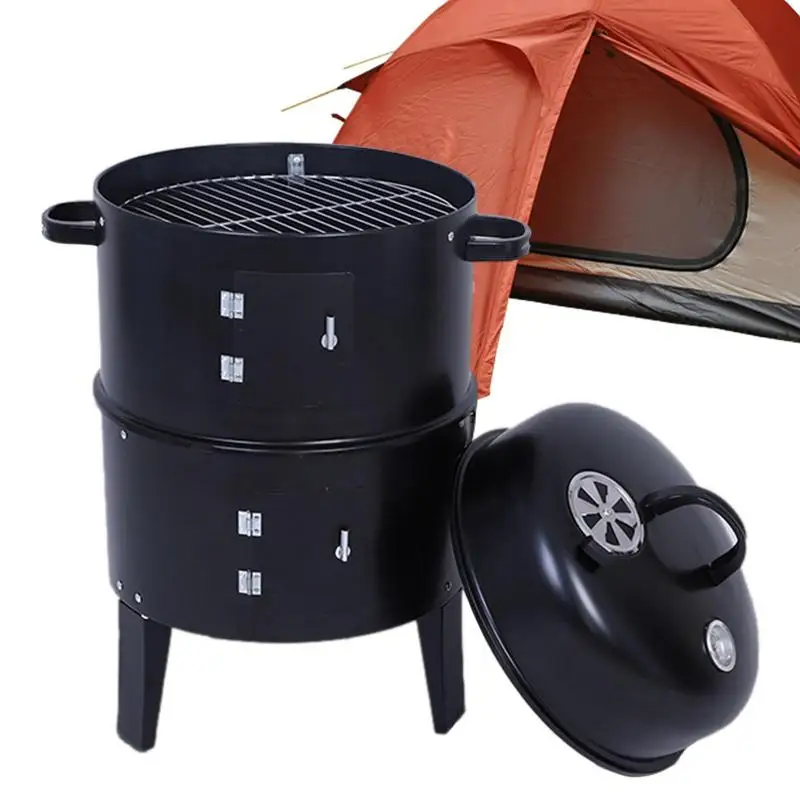 

3 In 1 BBQ Smoker Round Charcoal Stove Courtyard Barbecue Stove Firewood Stove Barbecue Stove Carbon Charcoal BBQ Grill