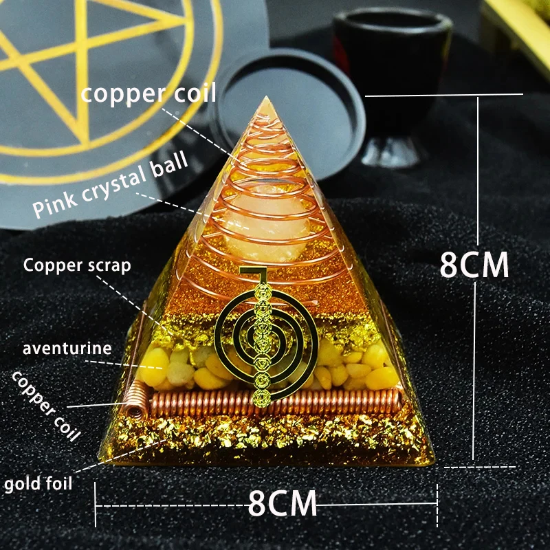 Orgonite Pyramid For Meditation Yoga Healing Crystal Sphere Orgonite Energy Generator Spirit Orgone Pyramid For EMF Protection