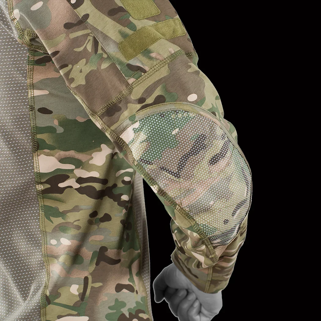 Tactical Shirts Camo 1/4 Long Sleeve Breathable Tops Softair Quick Dry breathable Multicam Outdoor Shirt Military Men Clothing 6